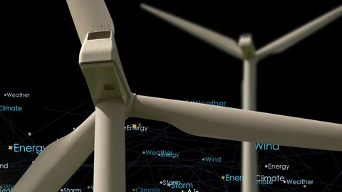 Wind turbines electric energy power production background  Vidéo 86858366
