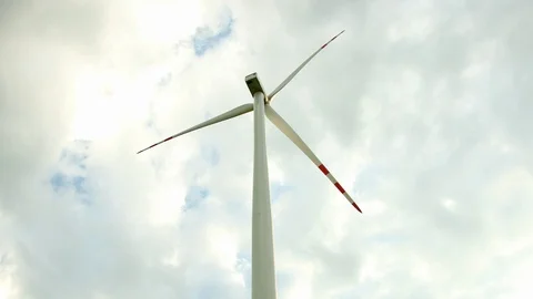Wind turbines for electrical power generation with colorful cloudy sky Stock-Footage 112619807