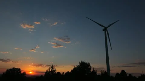 Wind Turbines in Eolic Park at the sunset Stock Footage 11849429