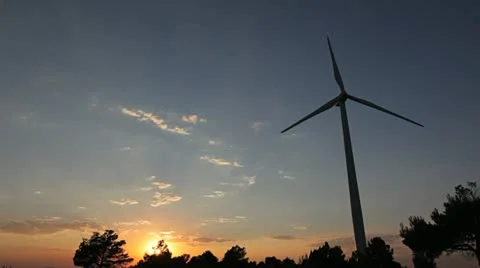 Wind Turbines in Eolic Park at the sunset Stock Footage 11849492
