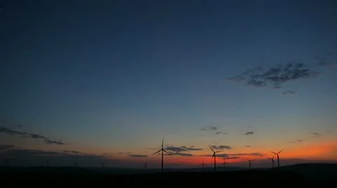 Wind Turbines in Eolic Park at the sunset Stock Footage 11850111