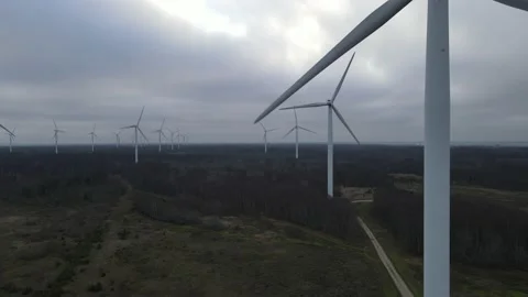Wind turbines in Estonia Stock Footage 143837882