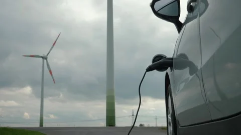 Wind turbines EV charge Stock Footage 289787298