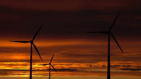 Wind turbines in the evening Stock Footage 140197072