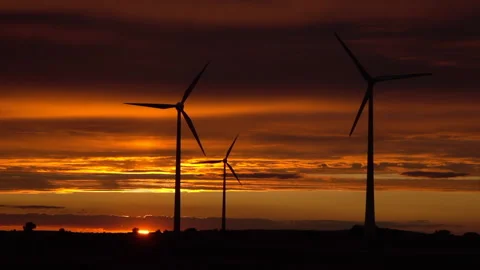 Wind turbines in the evening Stock Footage 140197222