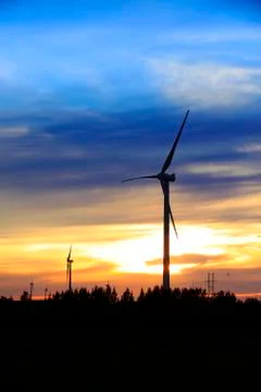 Wind turbines in the evening Stock Photos