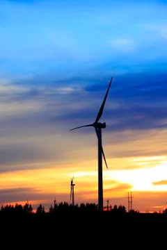 Wind turbines in the evening Stock Photos