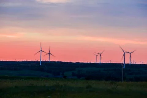 Wind turbines in the evening Stock Photos