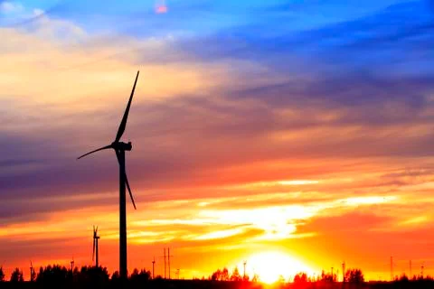 Wind turbines in the evening Stock Photos