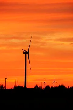 Wind turbines in the evening Stock Photos