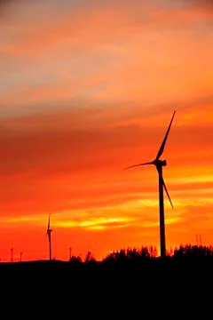 Wind turbines in the evening Stock Photos