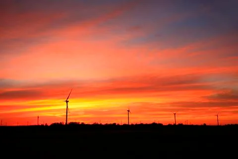 Wind turbines in the evening Stock Photos