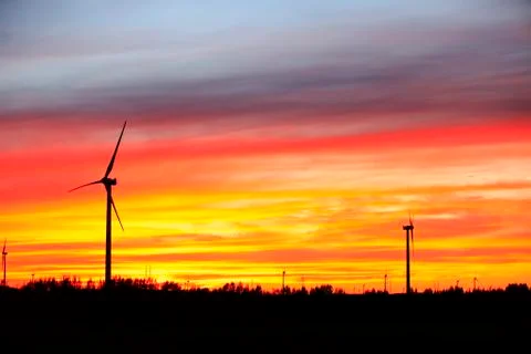 Wind turbines in the evening Stock Photos