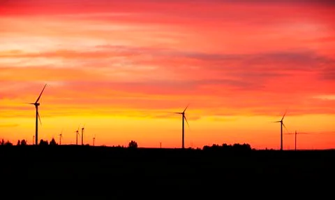 Wind turbines in the evening Stock Photos