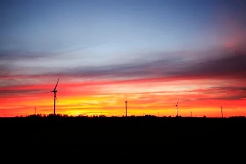 Wind turbines in the evening Stock Photos