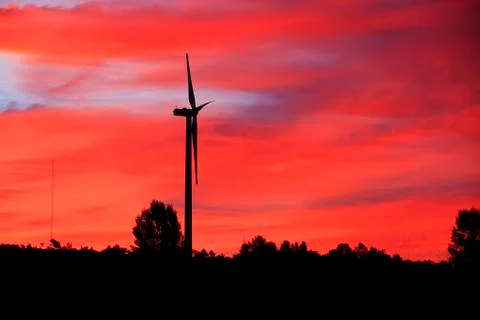 Wind turbines in the evening Stock Photos