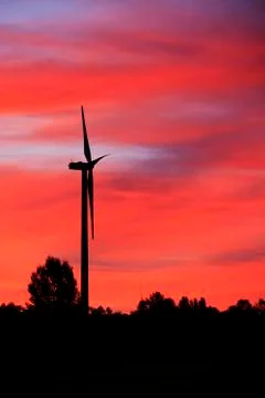 Wind turbines in the evening Stock Photos
