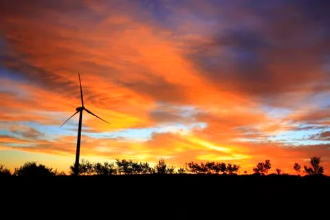 Wind turbines in the evening Stock Photos