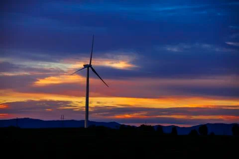 Wind turbines in the evening Stock Photos