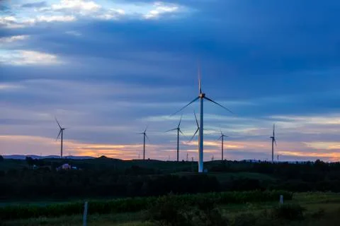 Wind turbines in the evening Stock Photos