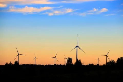 Wind turbines in the evening Stock Photos