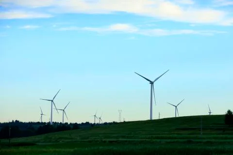 Wind turbines in the evening Stock Photos