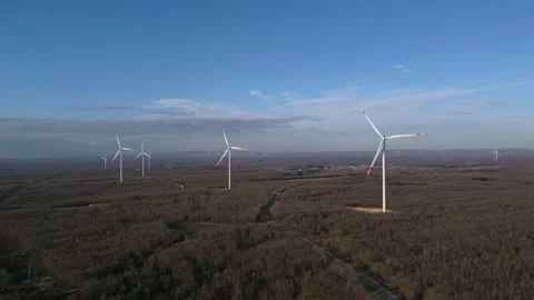 Wind Turbines in Expansive Landscape Stock Footage 282925234