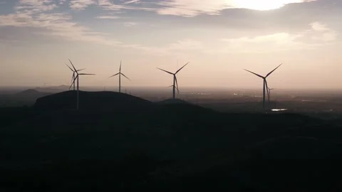 Wind Turbines with factory Video stock 165462318
