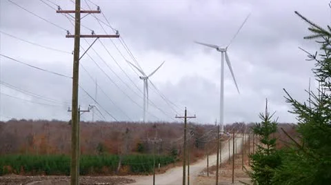 Wind Turbines Fall 01 - H264 Stock Footage 10774098