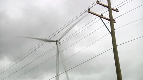 Wind Turbines Fall 02 - H264 Stock Footage 10774093