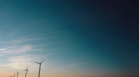 Wind Turbines Far View Pan Down.mp4 Video stock 53504447