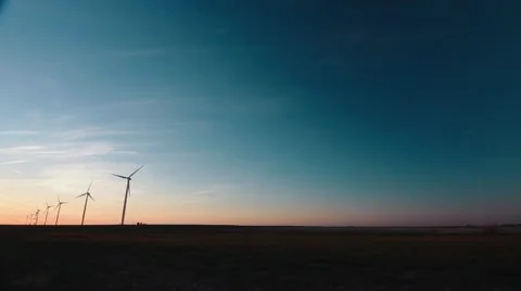 Wind Turbines Far View - Sunset.mp4 Video stock 53503774