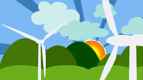 Wind turbines farm. Видео 122449176
