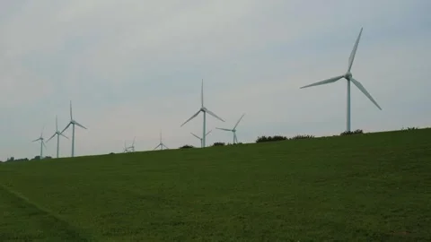 Wind turbines farm Stock Footage 254920706