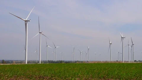 Wind turbines farm on the hill. Generating electricity in Thailand. Stock Footage 76237845