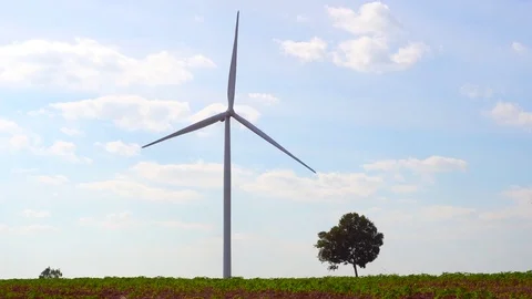 Wind turbines farm on the hill. Generating electricity in Thailand. Stock Footage 76237870