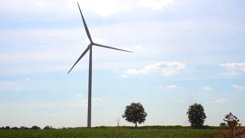 Wind turbines farm on the hill. Generating electricity in Thailand. Stock Footage 76237887