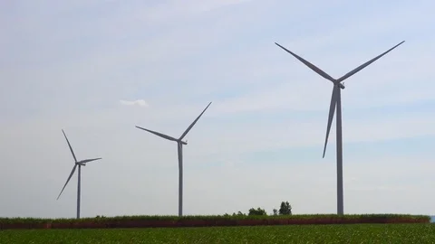 Wind turbines farm on the hill. Generating electricity in Thailand. Stock Footage 76237890