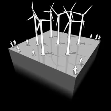 Wind turbines farm Illustrazione stock