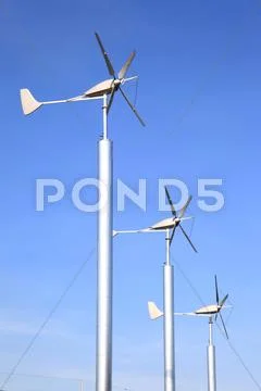 Wind turbines farm Stock Photos
