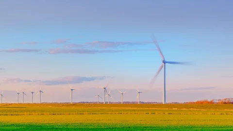 Wind turbines in the field Stock Footage 87808028