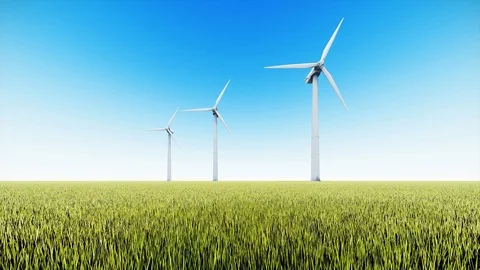 Wind turbines in the field Stock Footage 114079850