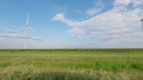 Wind Turbines On A field Stock Footage 262791724