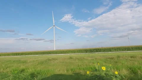 Wind Turbines On A field Stock Footage 262791872