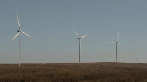 Wind Turbines in a Field Stock Footage 282932985