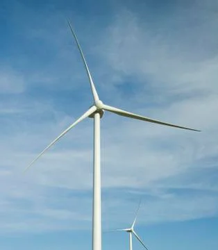 Wind turbines at the field Stock Photos