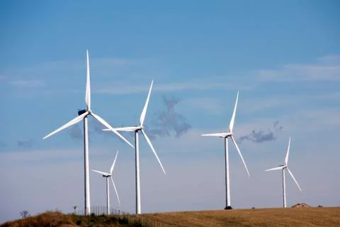 Wind turbines field Stock Photos