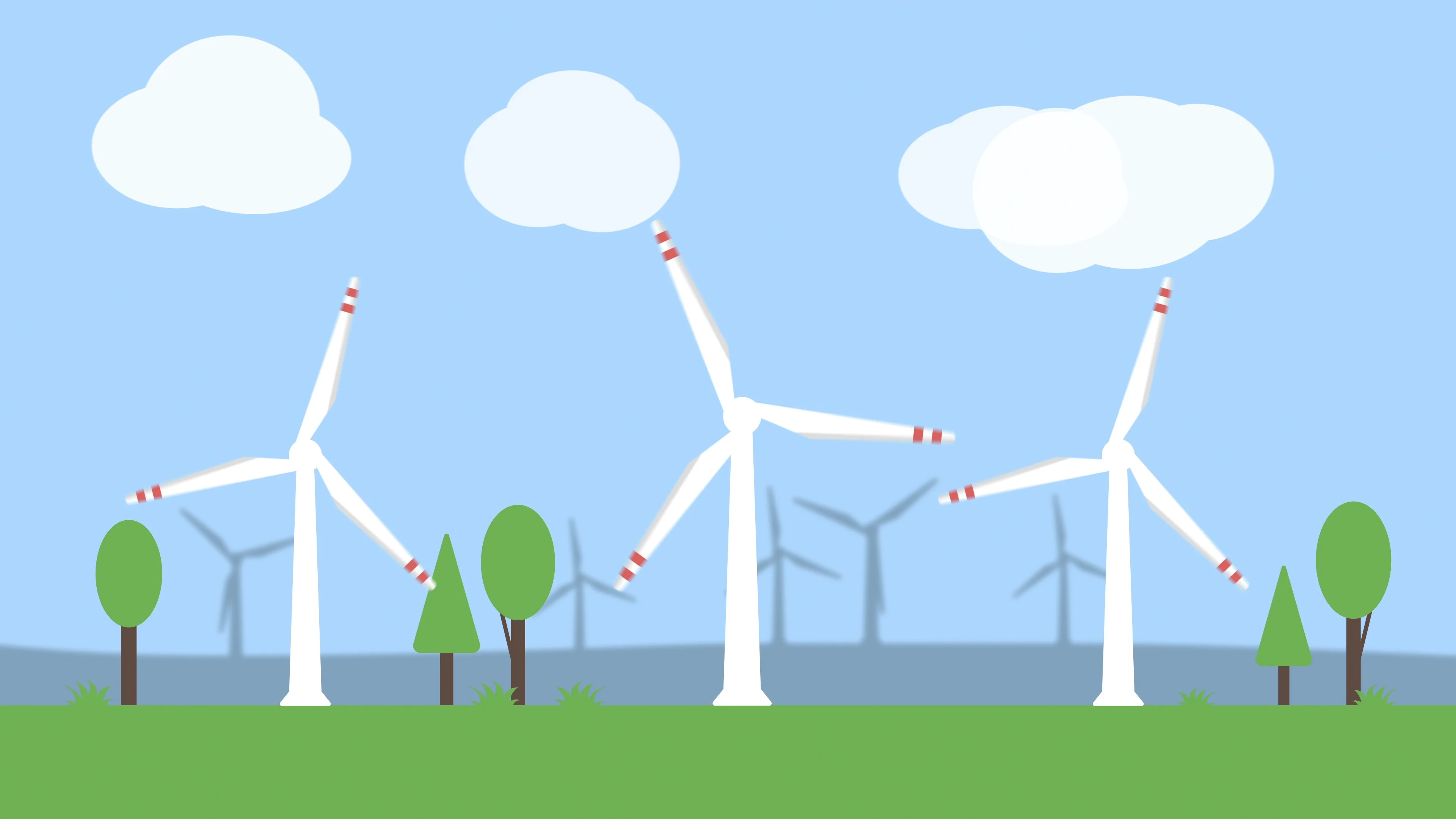 Wind Turbines Flat Landscape Animation S... | Stock Video | Pond5