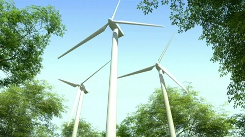 Wind Turbines in the Forest - closeup Video stock 801096