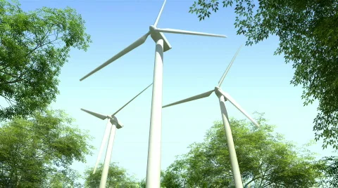 Wind Turbines in the Forest - closeup Stock Footage 801170